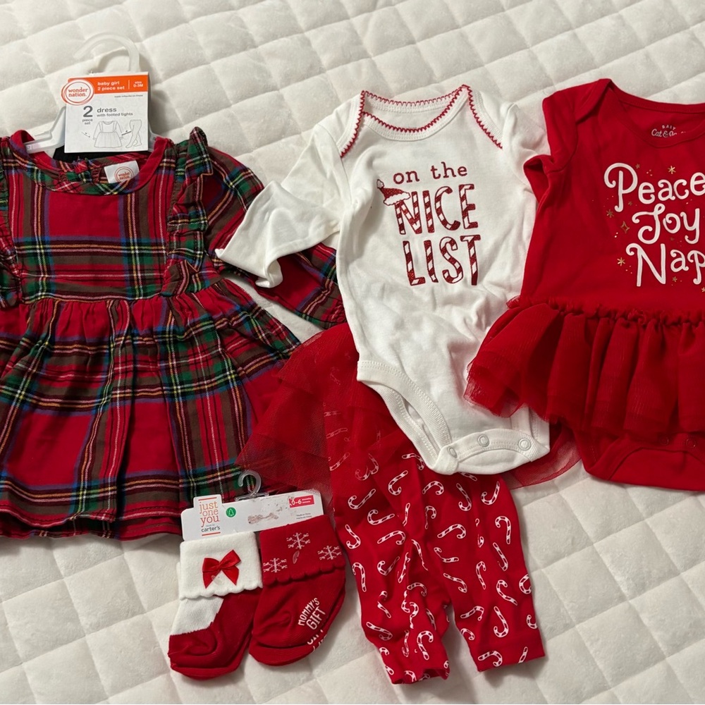 Festive Baby Outfit Set in Red and White